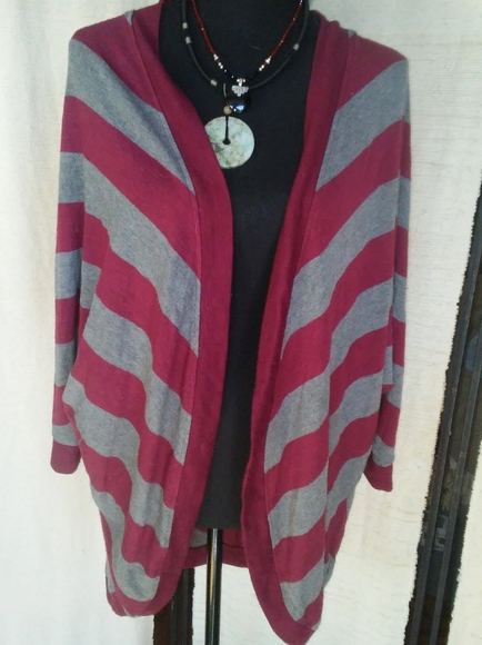 🍁OPEN FRONT CARDIGAN STRIPE SWEATER WOMEN'S PLUS FALL CLOTHES XXL - Picture 2 of 6